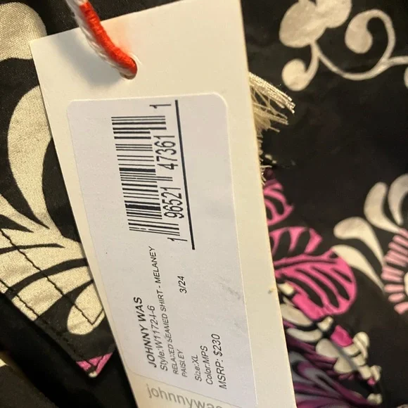 NWT Black & Pink Silk Shirt - Picture 2 of 2